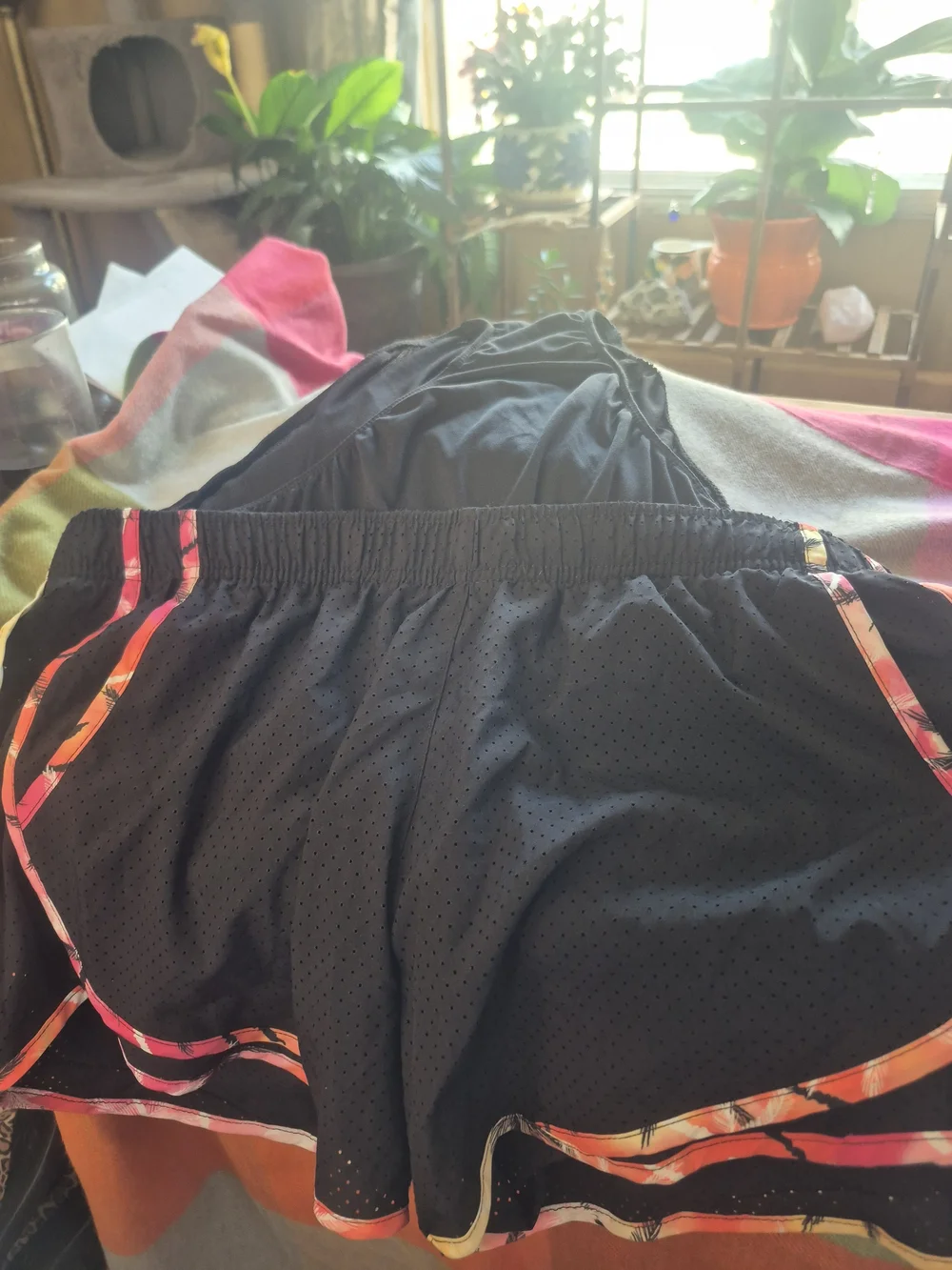 Calvin Klein Performance Black Athletic Shorts with Pink & Orange Trim